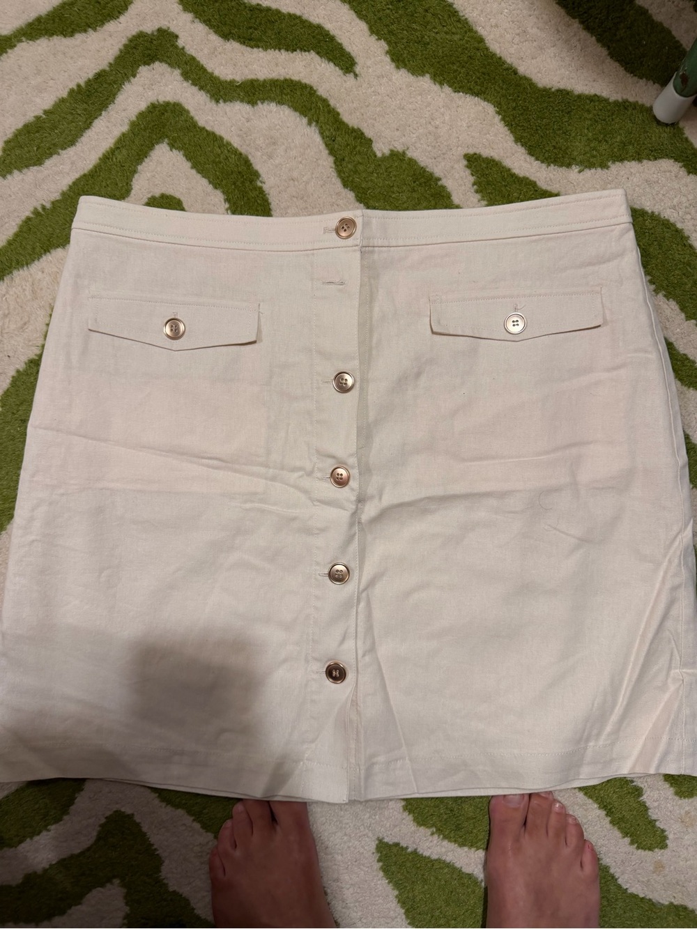 J. Crew Factory Cream Button-Front Mini Skirt